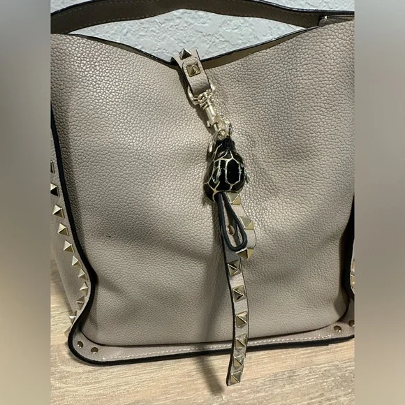 Genuine Leather Rivet Shoulder Bag - Picture 9 of 11